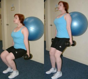 5Squats using Swiss ball