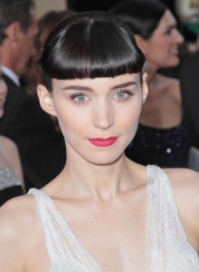 7. Funky Updo with Straight Bangs