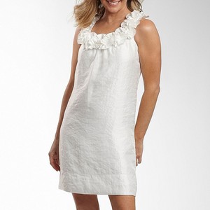 3.Rosette U-Neck Shimmer Shift Dress